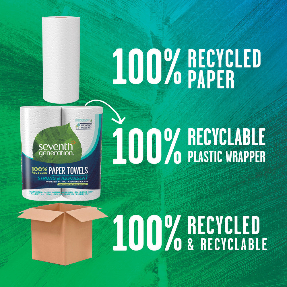 Seventh Generation Paper Towels,100% Recycled 140shts (12x2 CT)