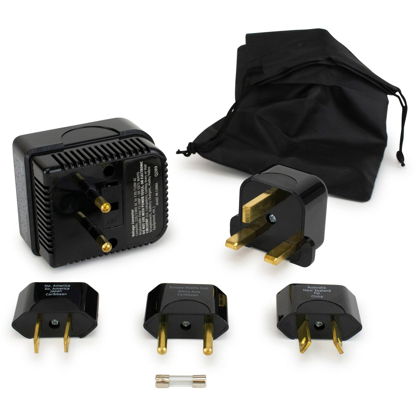 Step-Down Travel Voltage Converter and Adapter Kit with Pouch