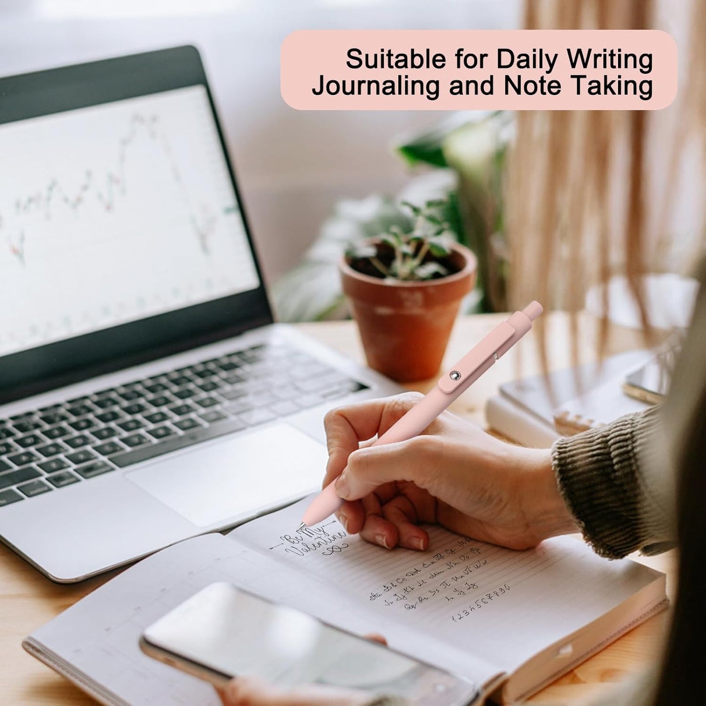 Gel Pens, 5Pcs 0.5Mm Quick Dry Black Ink Fine Point Smooth Writing Pens High-End