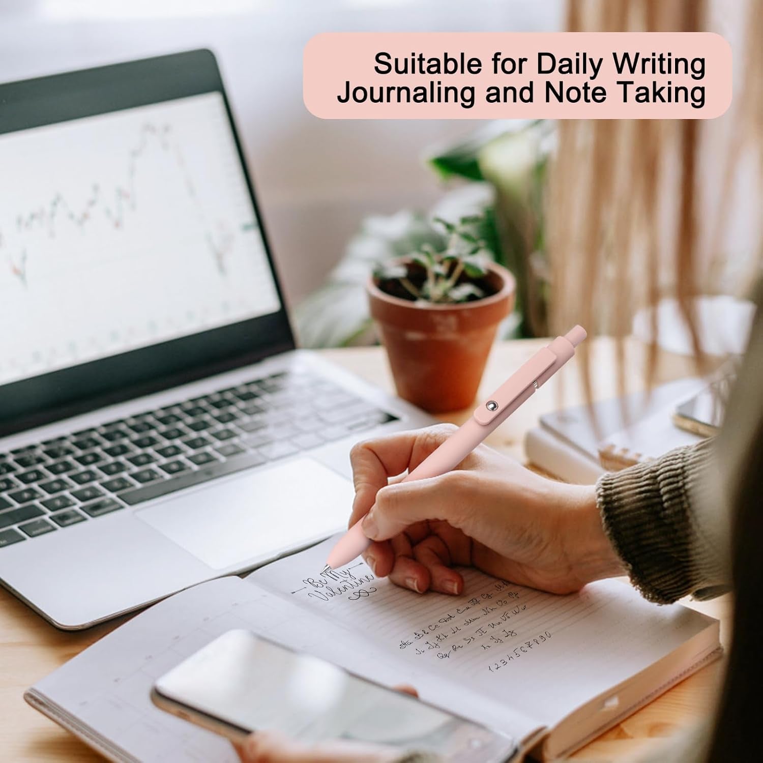 Gel Pens, 5Pcs 0.5Mm Quick Dry Black Ink Fine Point Smooth Writing Pens High-End