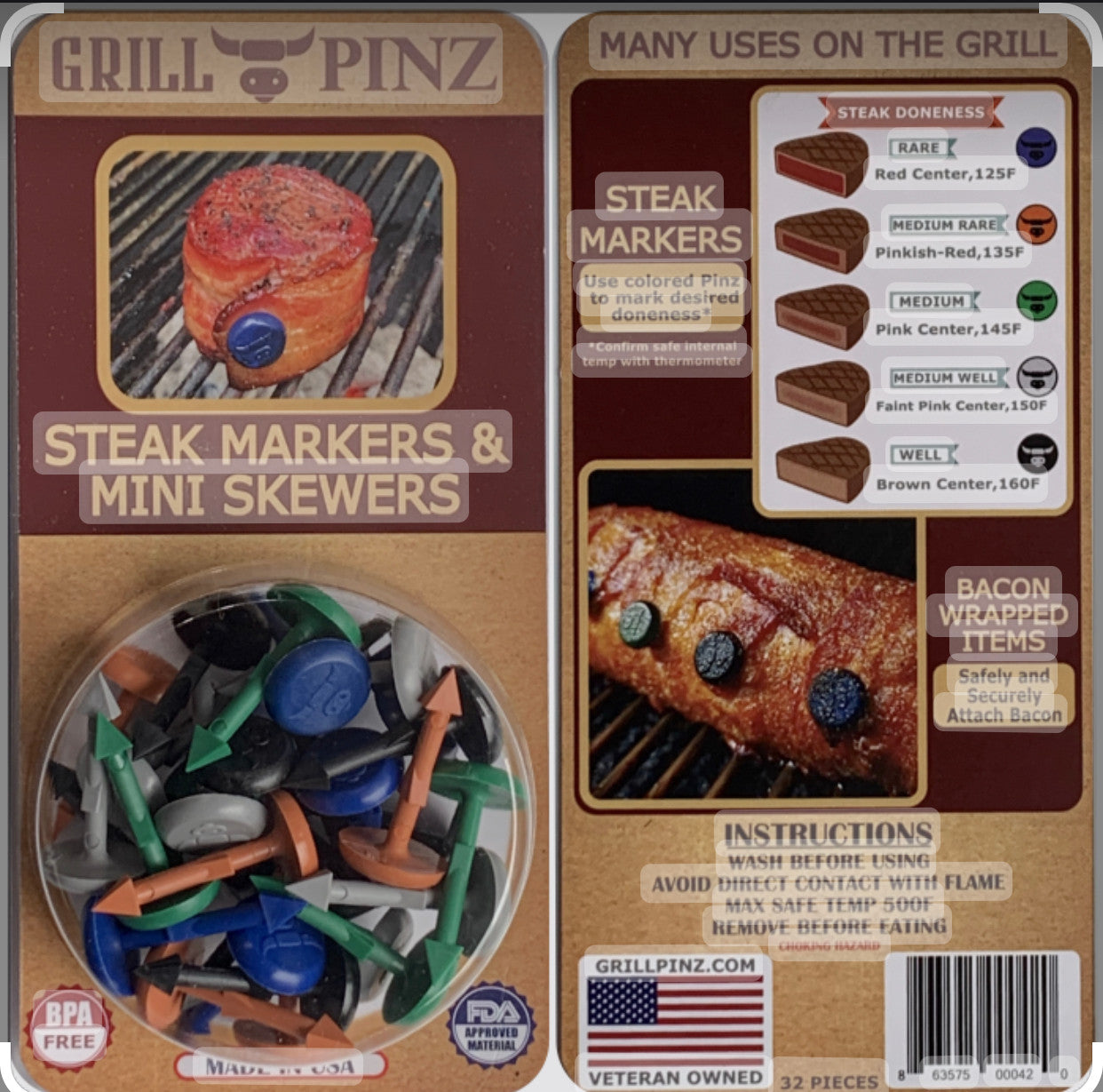 32 pack of synthetic grill pins