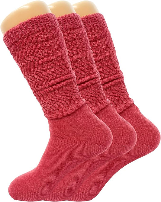Women's Slouch Knee High Socks – 3 Pairs, Size 9-11 | Soft, Breathable & Versatile