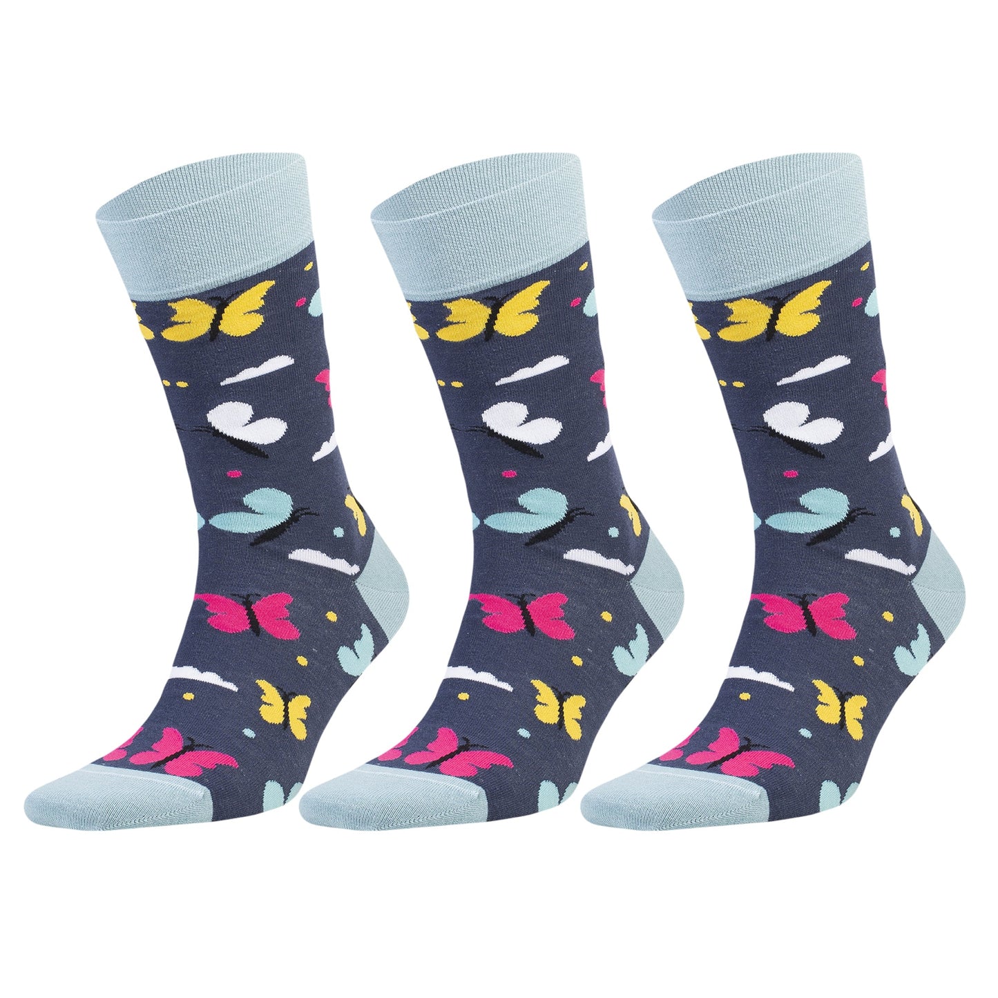 3 Pairs Men's & Women's Colorful Novelty Crew Socks – Fun Cotton Dress Socks