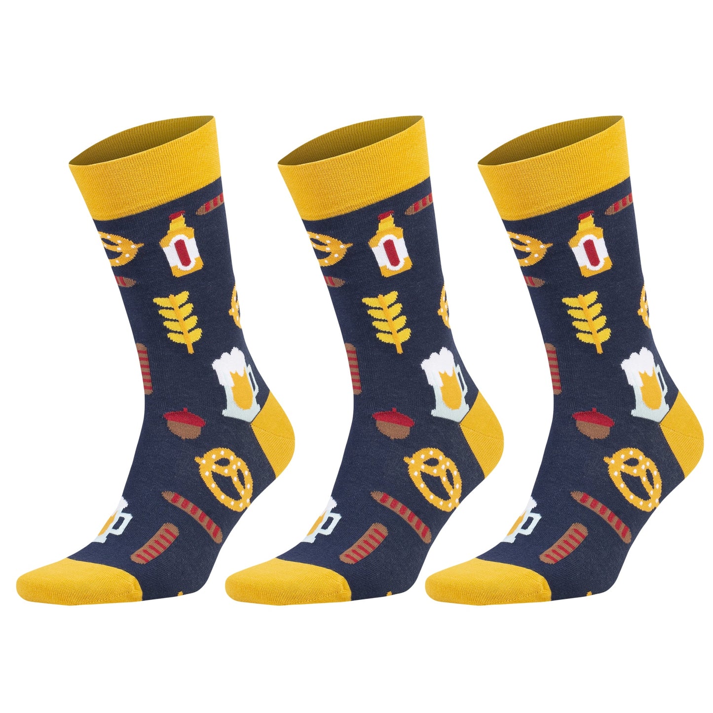 3 Pairs Men's & Women's Colorful Novelty Crew Socks – Fun Cotton Dress Socks