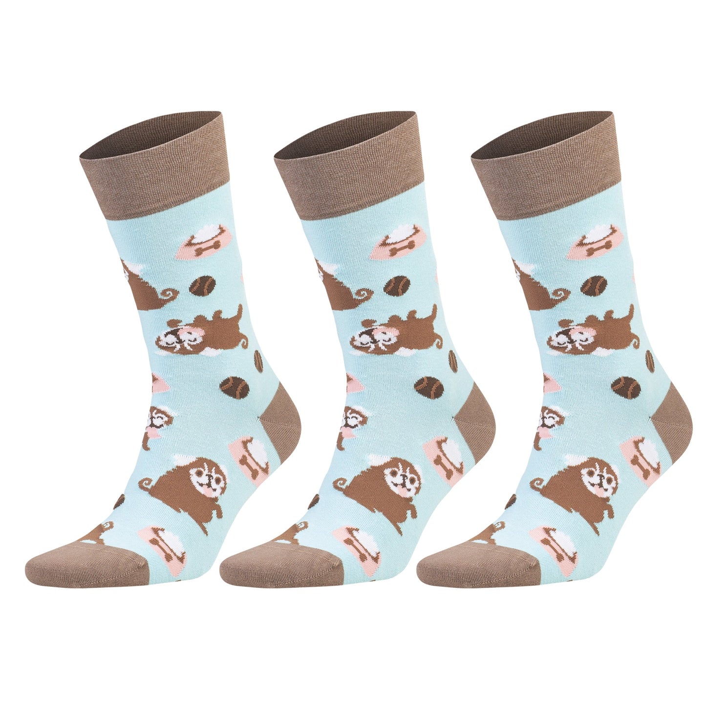 3 Pairs Men's & Women's Colorful Novelty Crew Socks – Fun Cotton Dress Socks