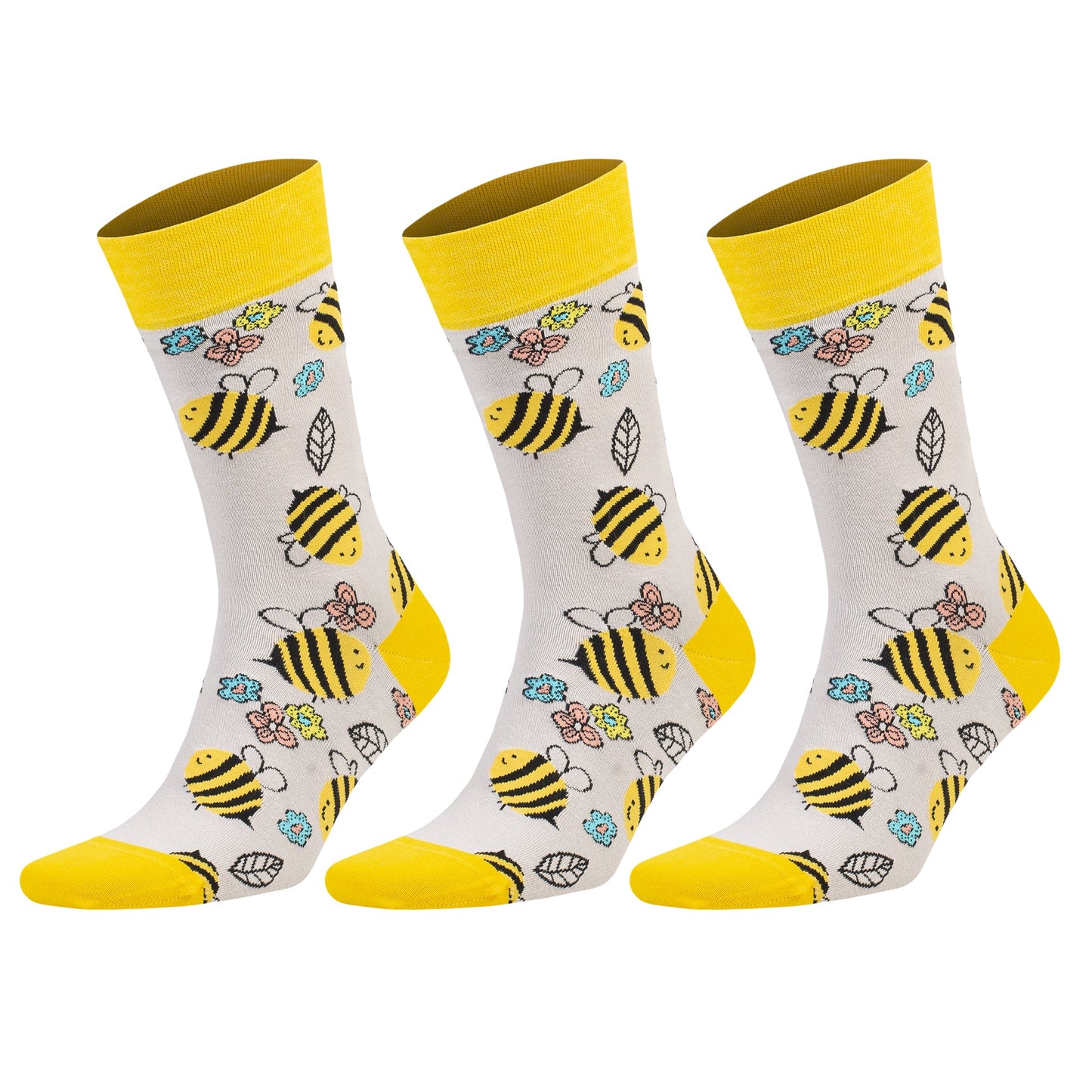 3 Pairs Men's & Women's Colorful Novelty Crew Socks – Fun Cotton Dress Socks