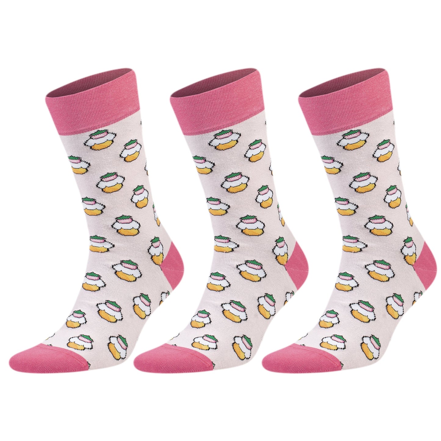 3 Pairs Men's & Women's Colorful Novelty Crew Socks – Fun Cotton Dress Socks