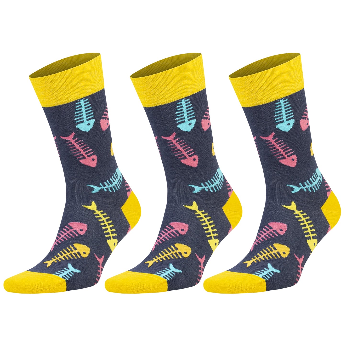 3 Pairs Men's & Women's Colorful Novelty Crew Socks – Fun Cotton Dress Socks