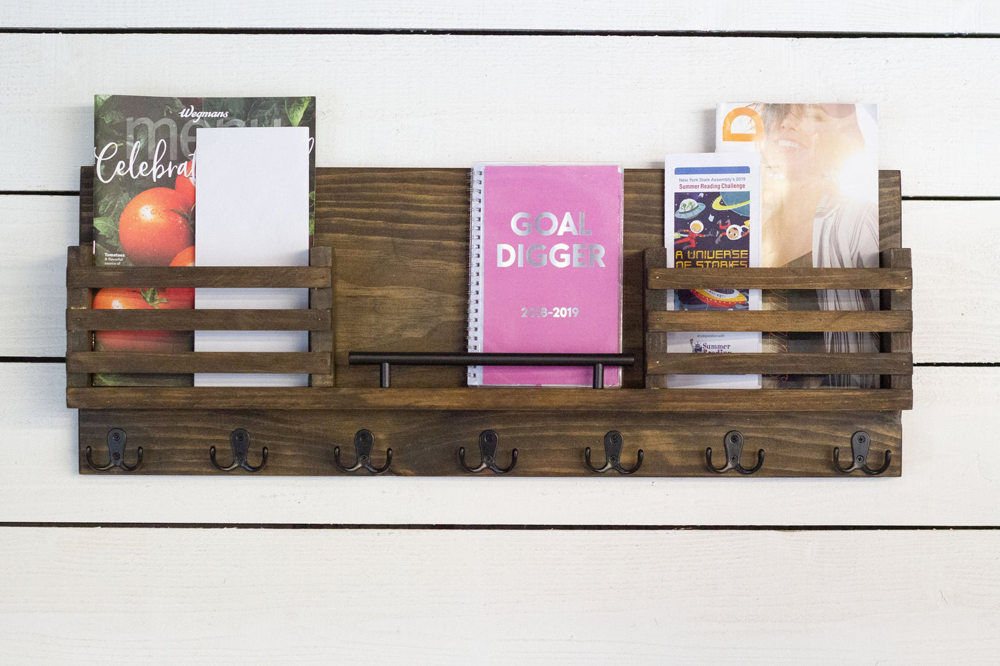 Double Mail Holder with Key Hooks