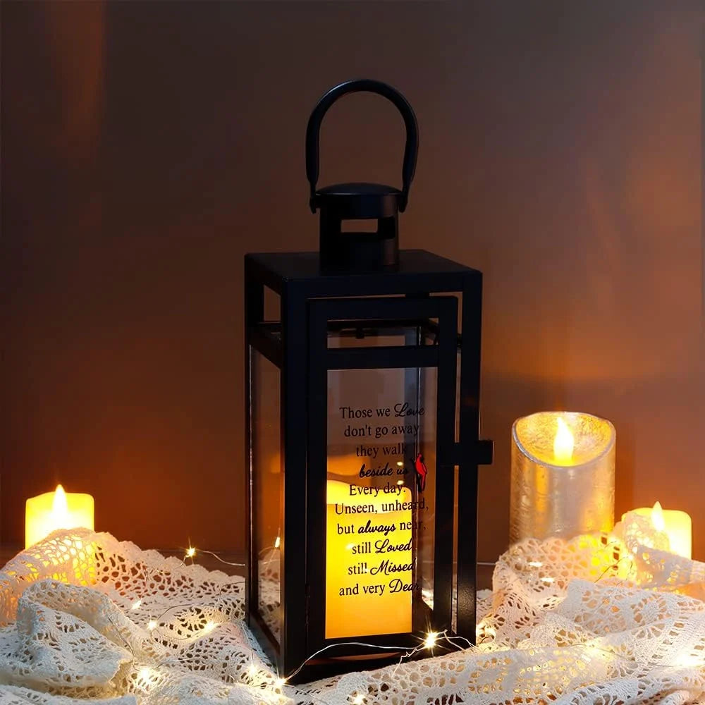 12''H Memorial Lantern (Matte Black)