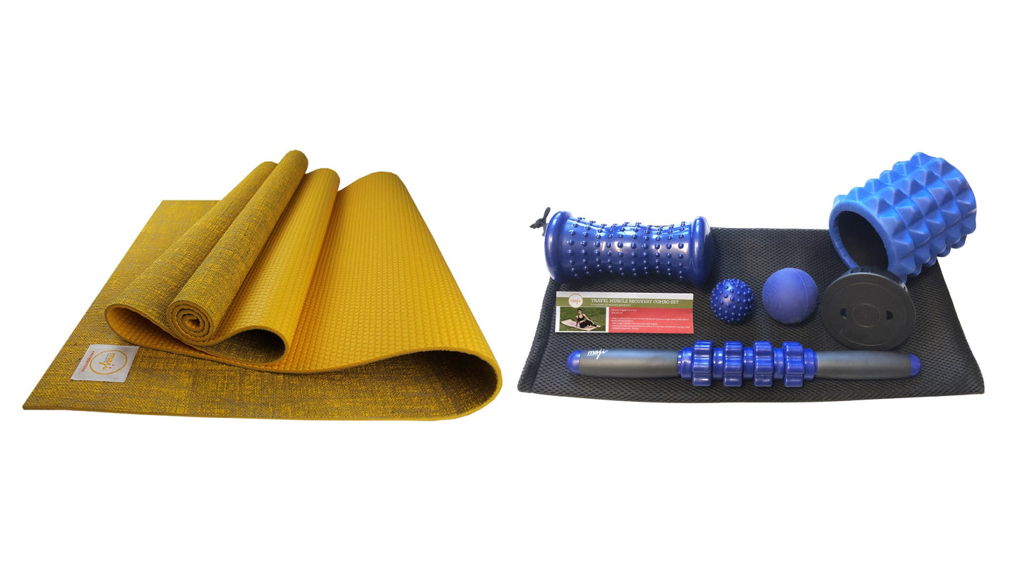 Jute Premium ECO Fitness, pilates, Yoga Mat + Muscle recovery Bundle