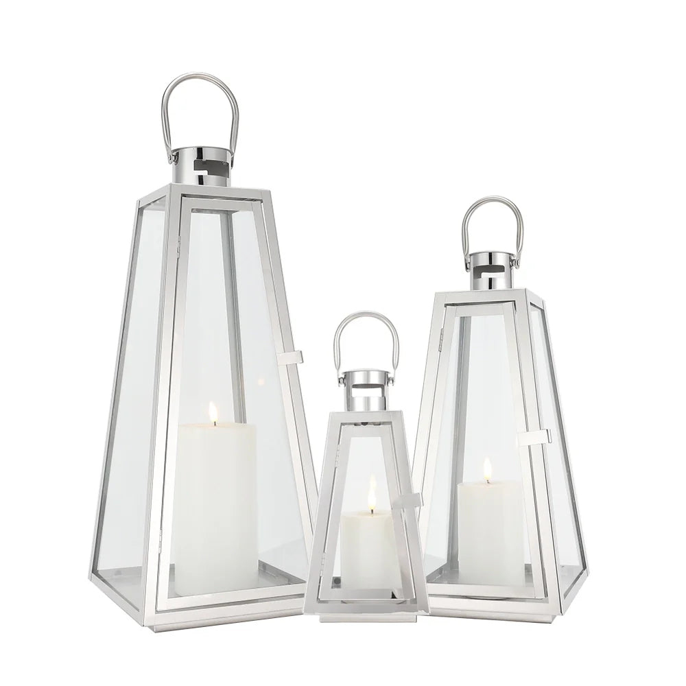 Set of 3-21'' & 16'' &11''High Stainless Steel Lantern