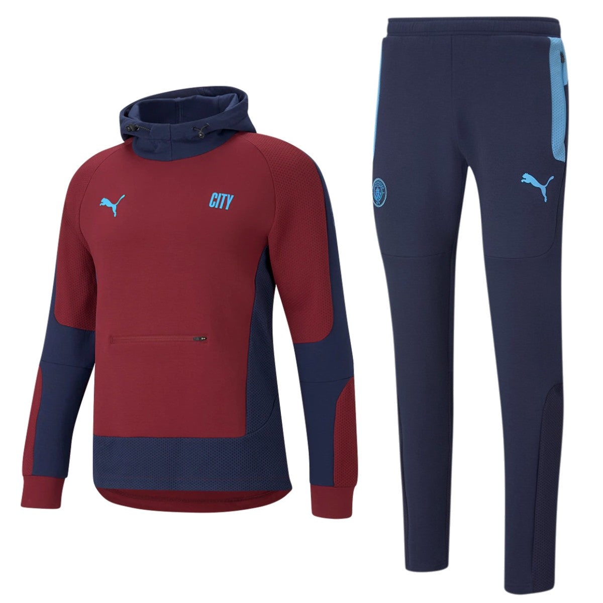 Manchester City Evostripe hooded presentation tracksuit 2021 red - Puma