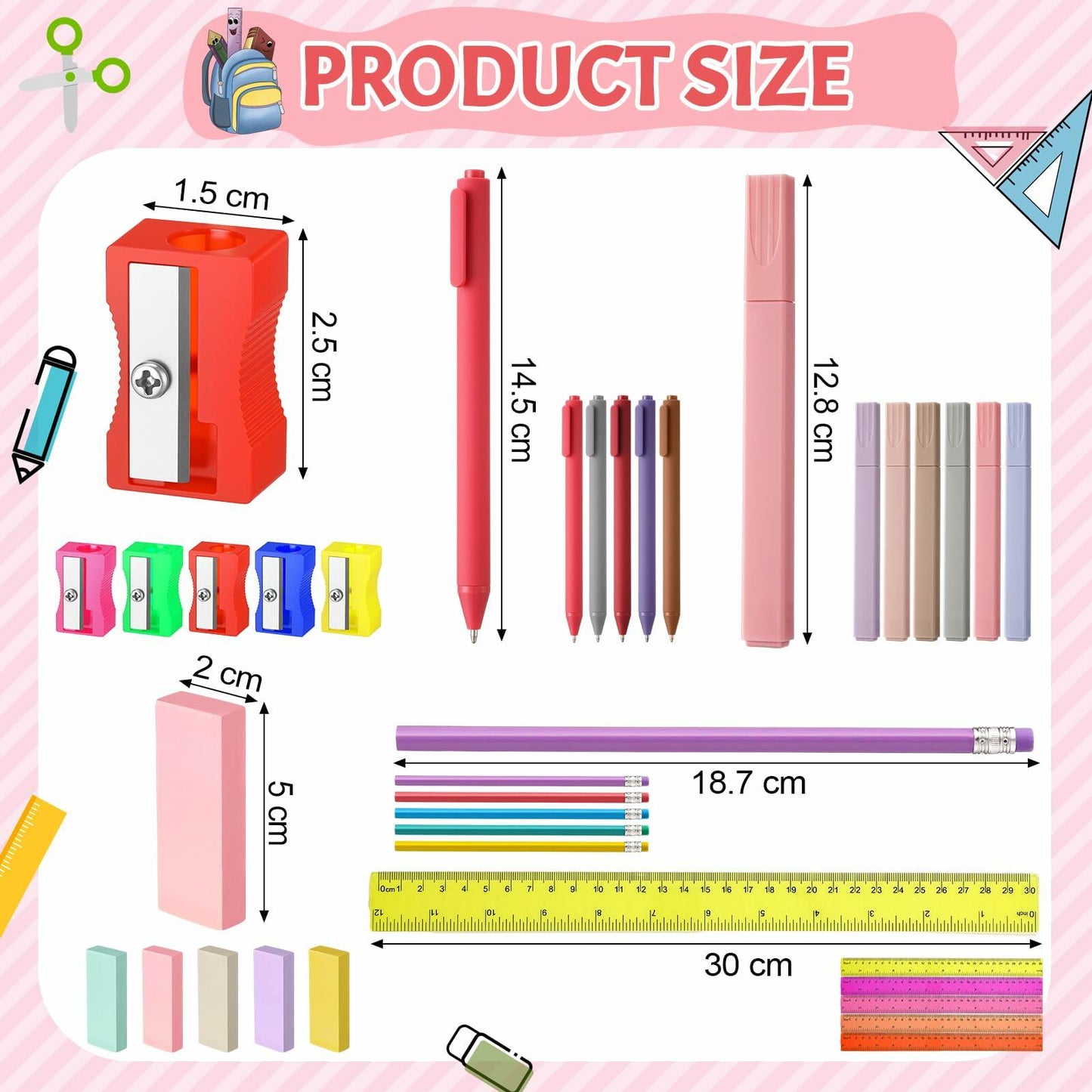 Feifeiya 240 Pcs Operation Christmas School Supplies Bulk Set Pen Ruler