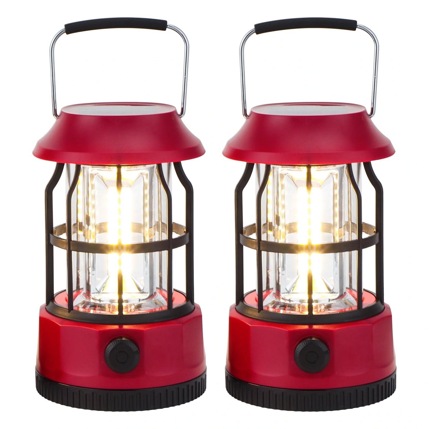 Set of 2 LED Solar Camping Lantern Dimmable