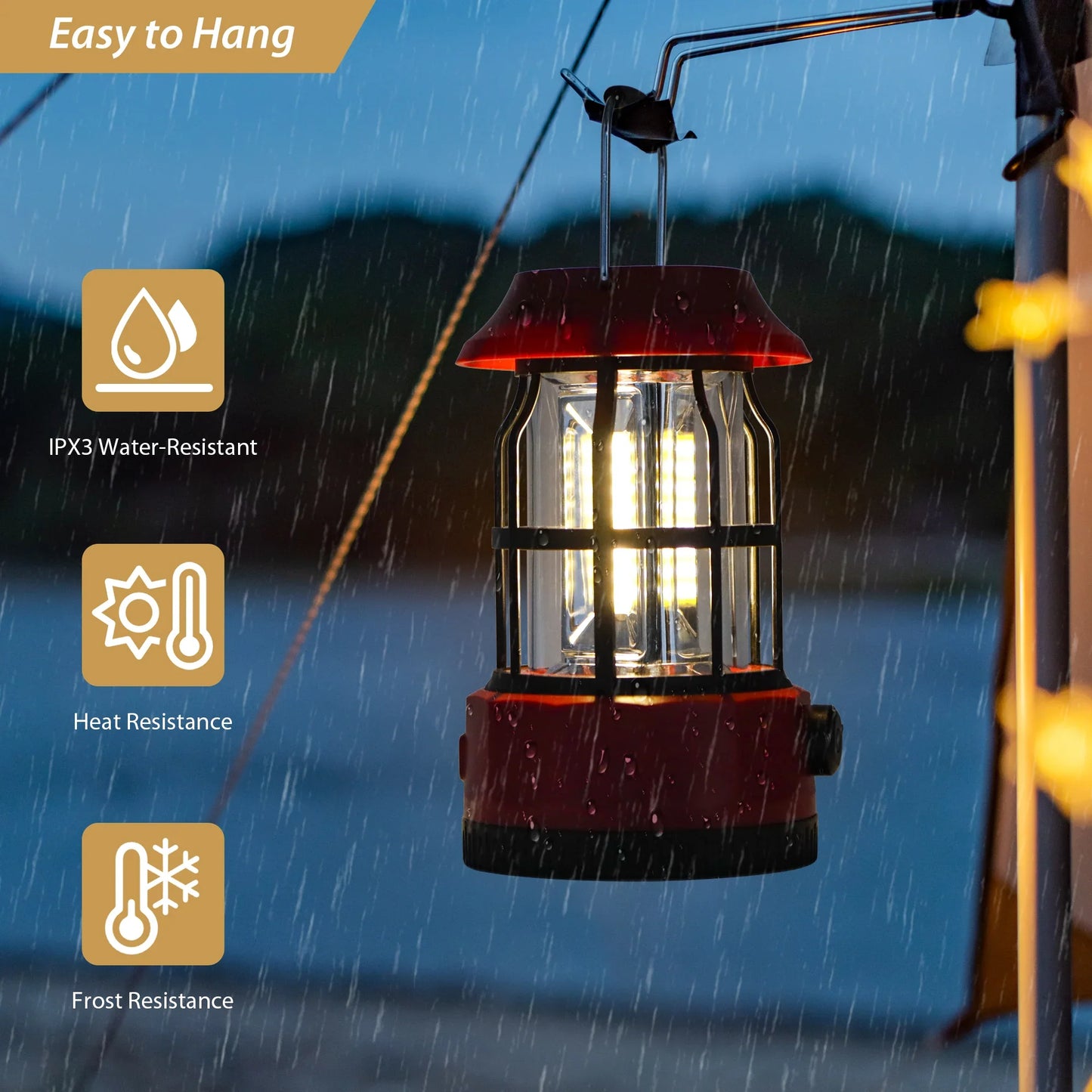 Set of 2 LED Solar Camping Lantern Dimmable