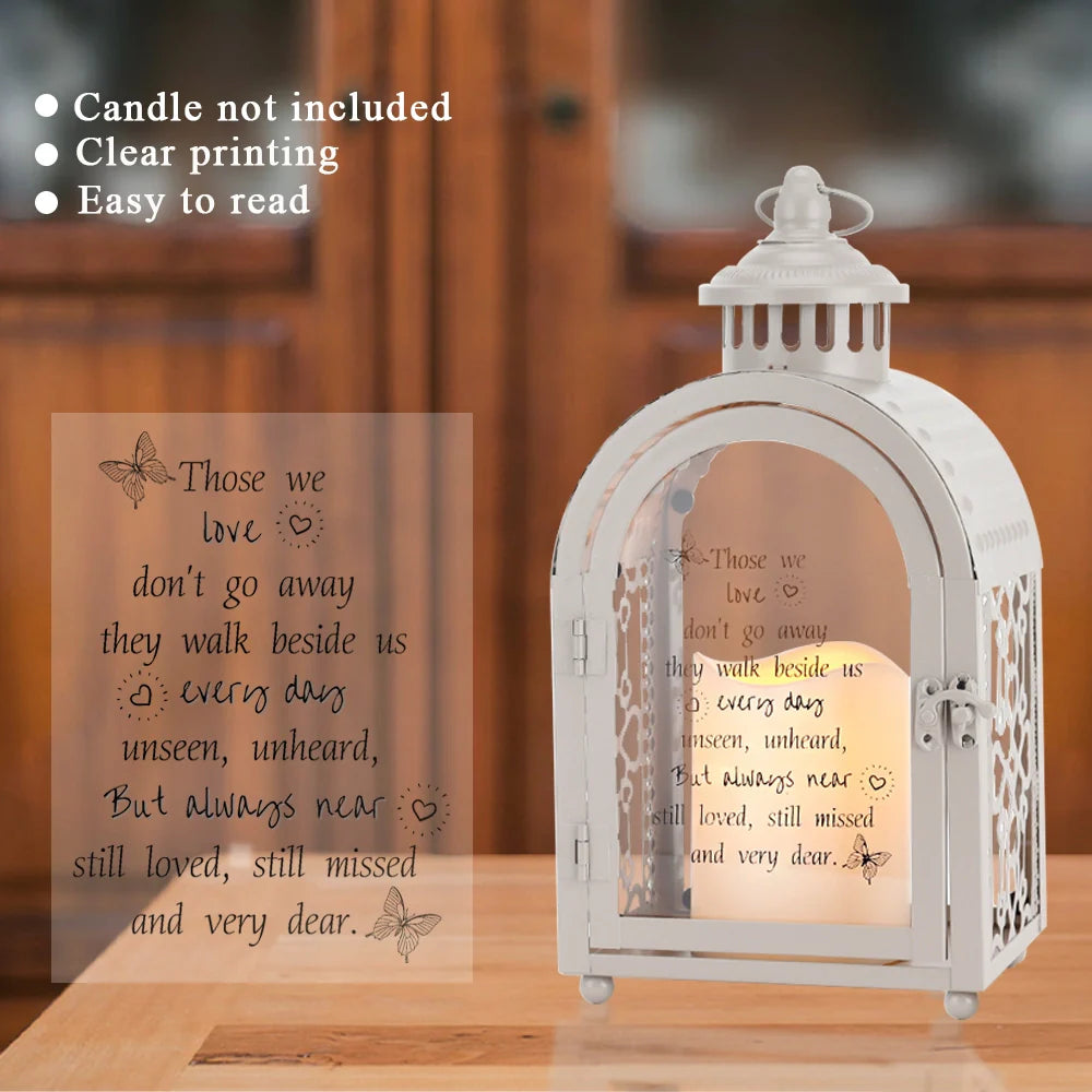 11'' High Memorial Lantern With Automatic Timer(Grey)