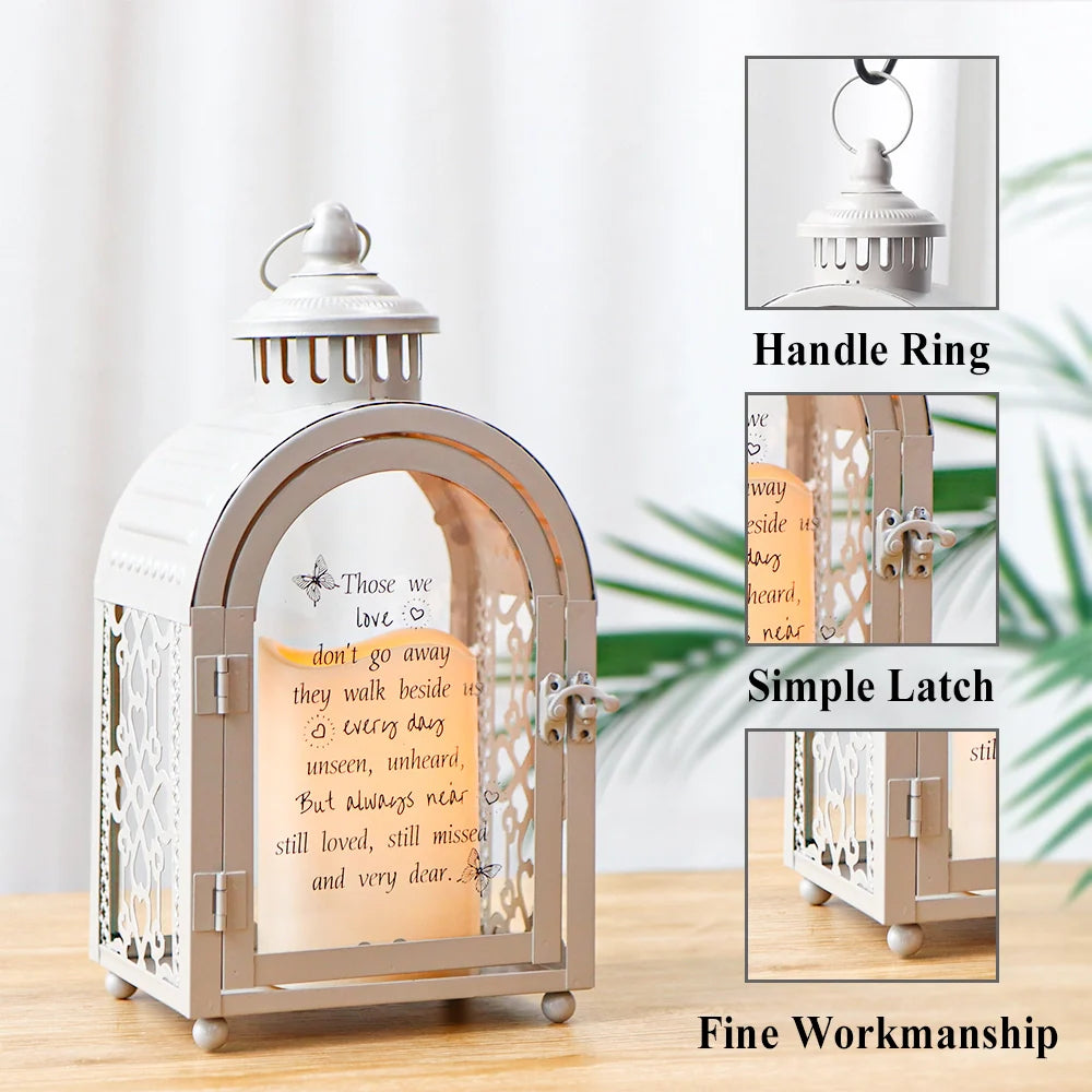 11'' High Memorial Lantern With Automatic Timer(Grey)