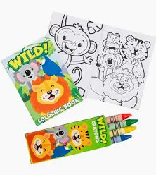 Mini Zoo Animal Paper coloring books wih 4 crayons