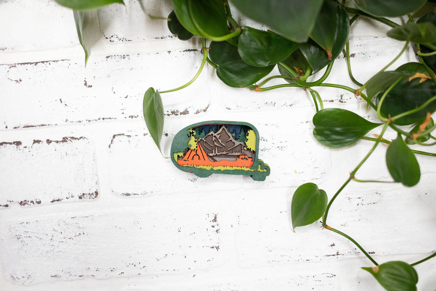 Laser Cut Camper,  Camping 3D Diorama, Handmade Camping Scene, Wall Art,  Camp Decor