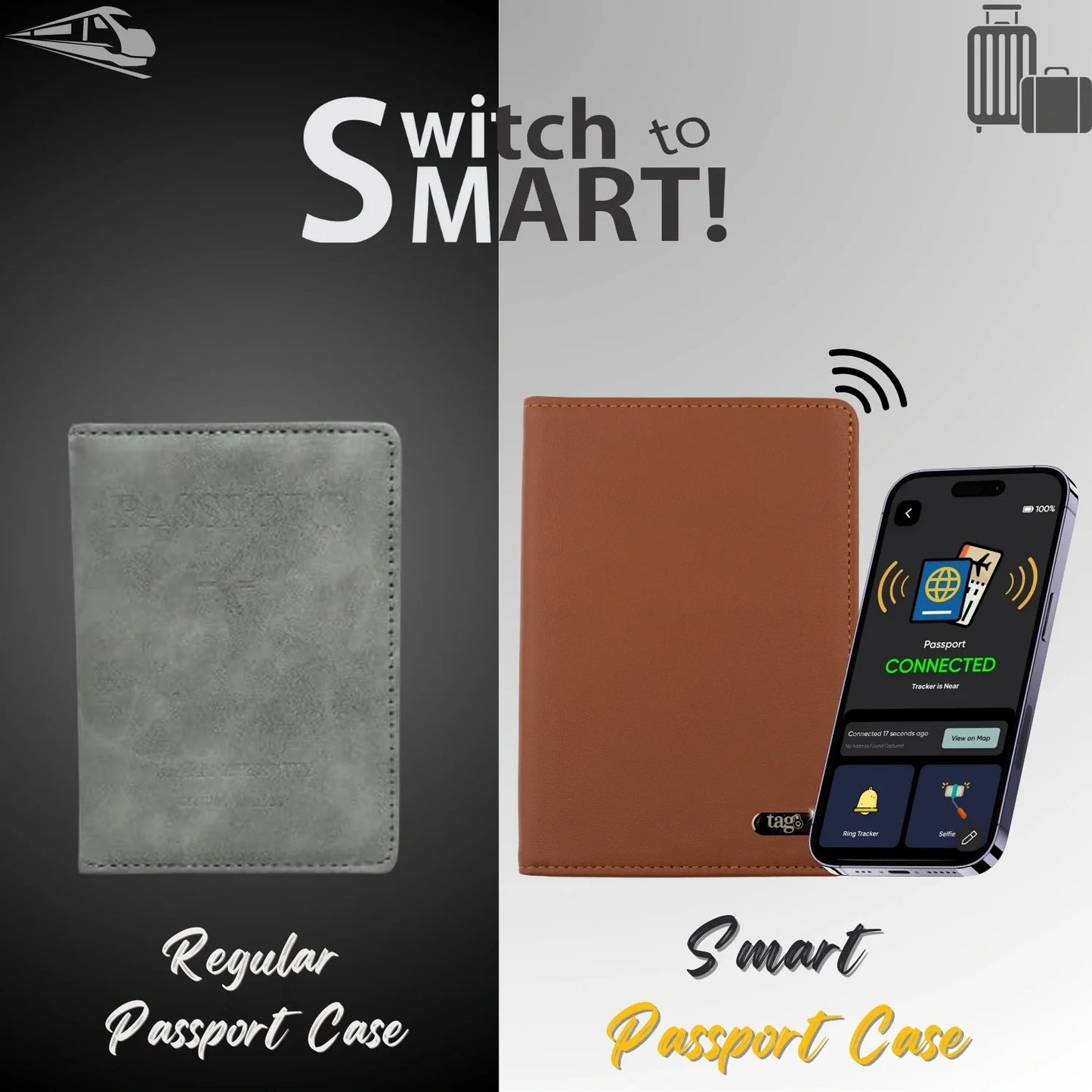 Dolphin Smart Leather Passport Tracker