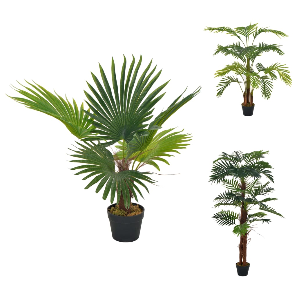 vidaXL Artificial Tree Faux Decorative Palm Decor Palm with Pot Green 27.6"