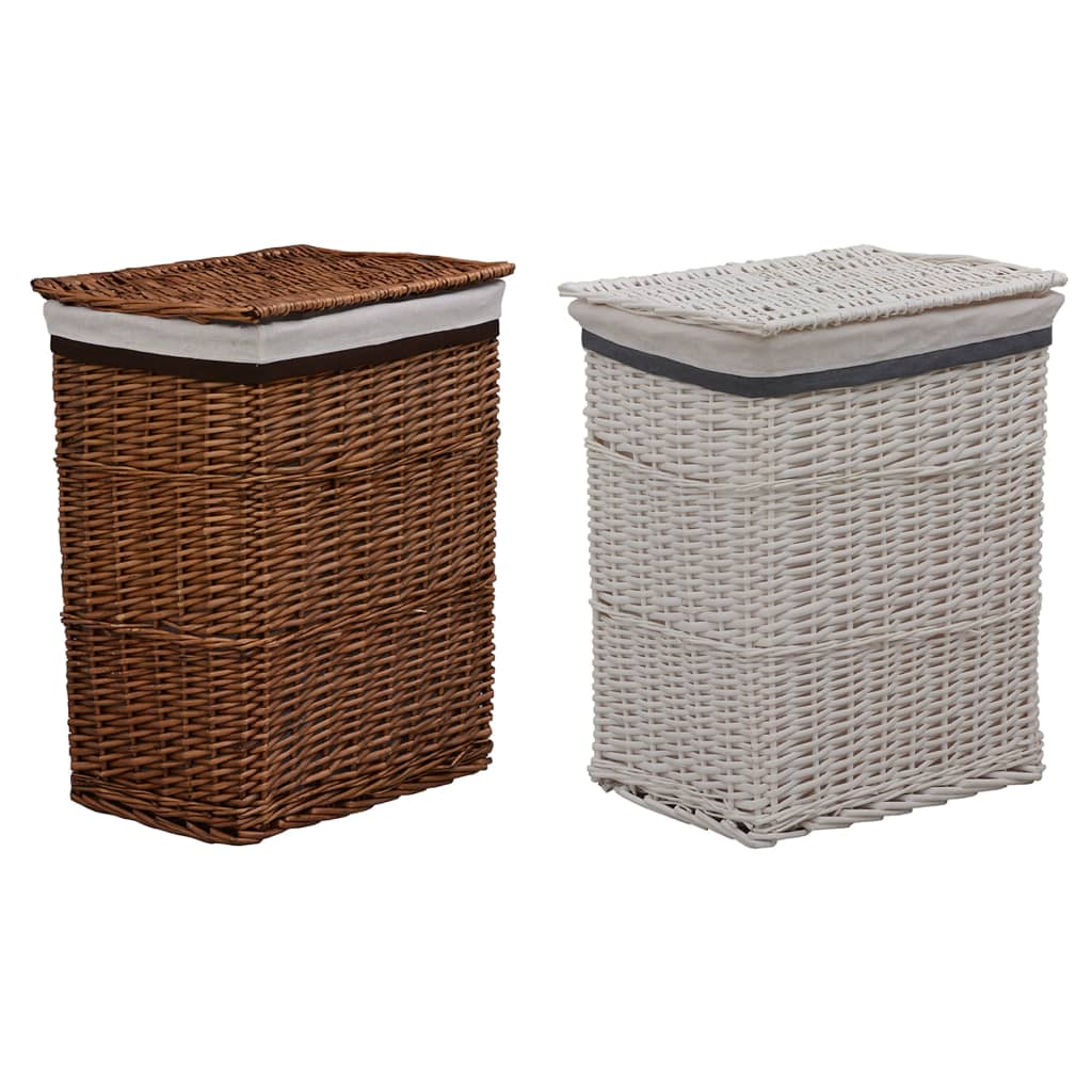 vidaXL Laundry Basket Willow Bathroom Household Supply Box Bin Brown/White
